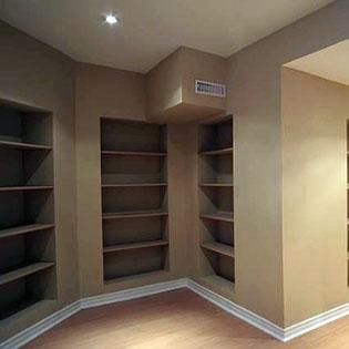 basement storage space shelves